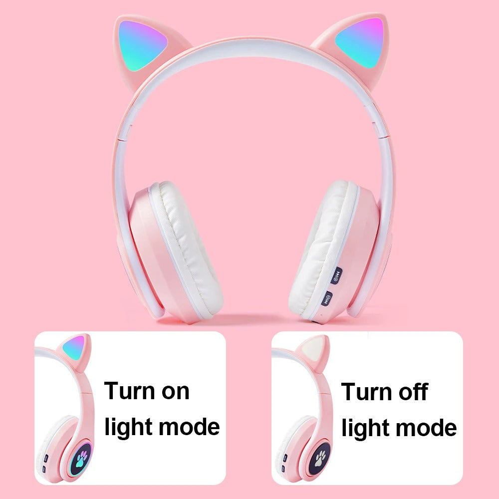 Cute Cat Wireless Headphone RBG Cute Cat Headset