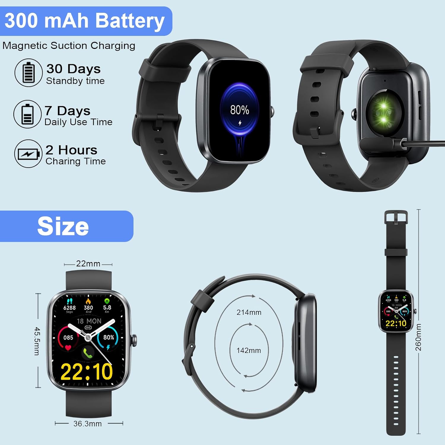 Waterproof Smartwatch with 110+ Sports