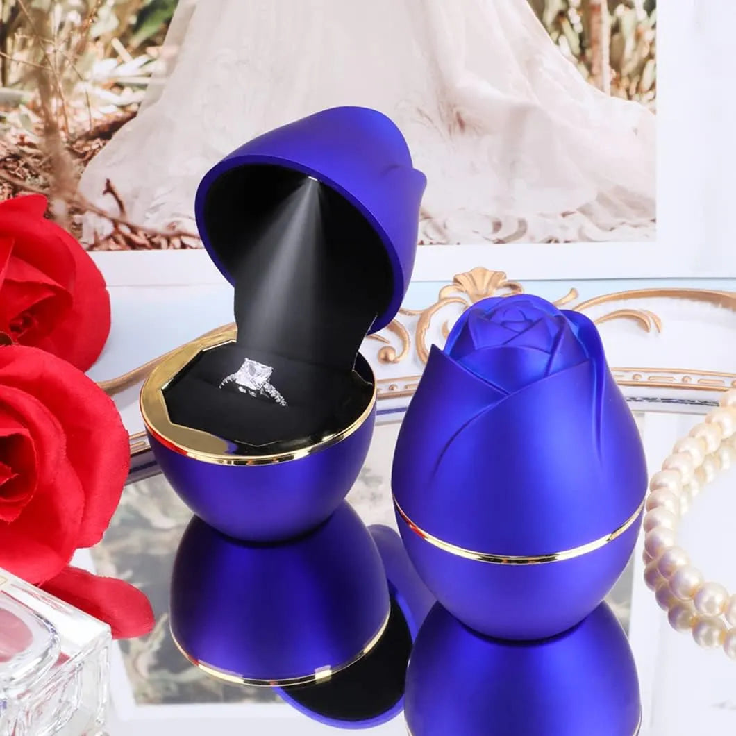 Ring Box with LED Light┃ Rose Jewelry Ring Case for Proposal ┃For UR Love