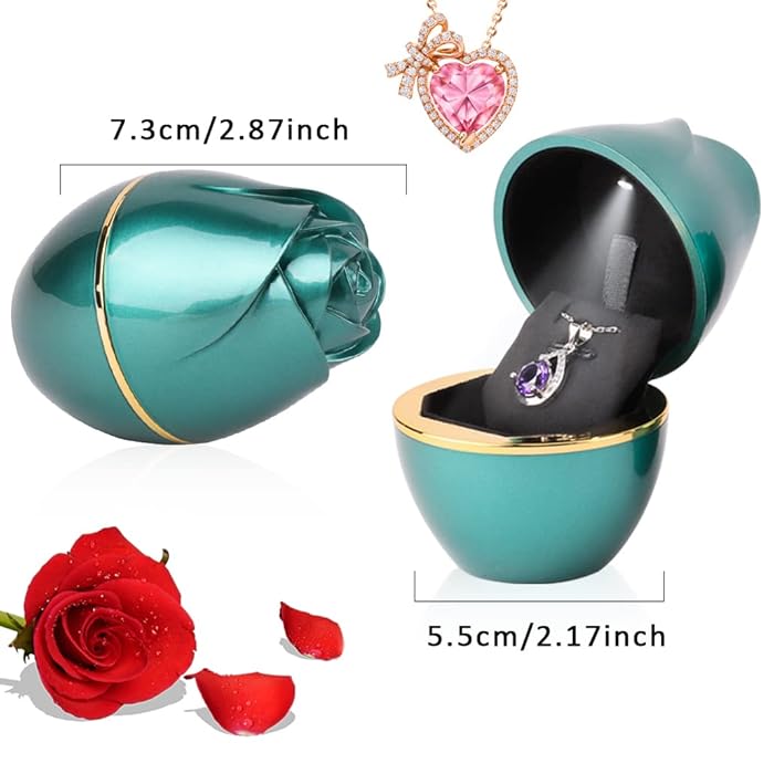 Ring Box with LED Light┃ Rose Jewelry Ring Case for Proposal ┃For UR Love