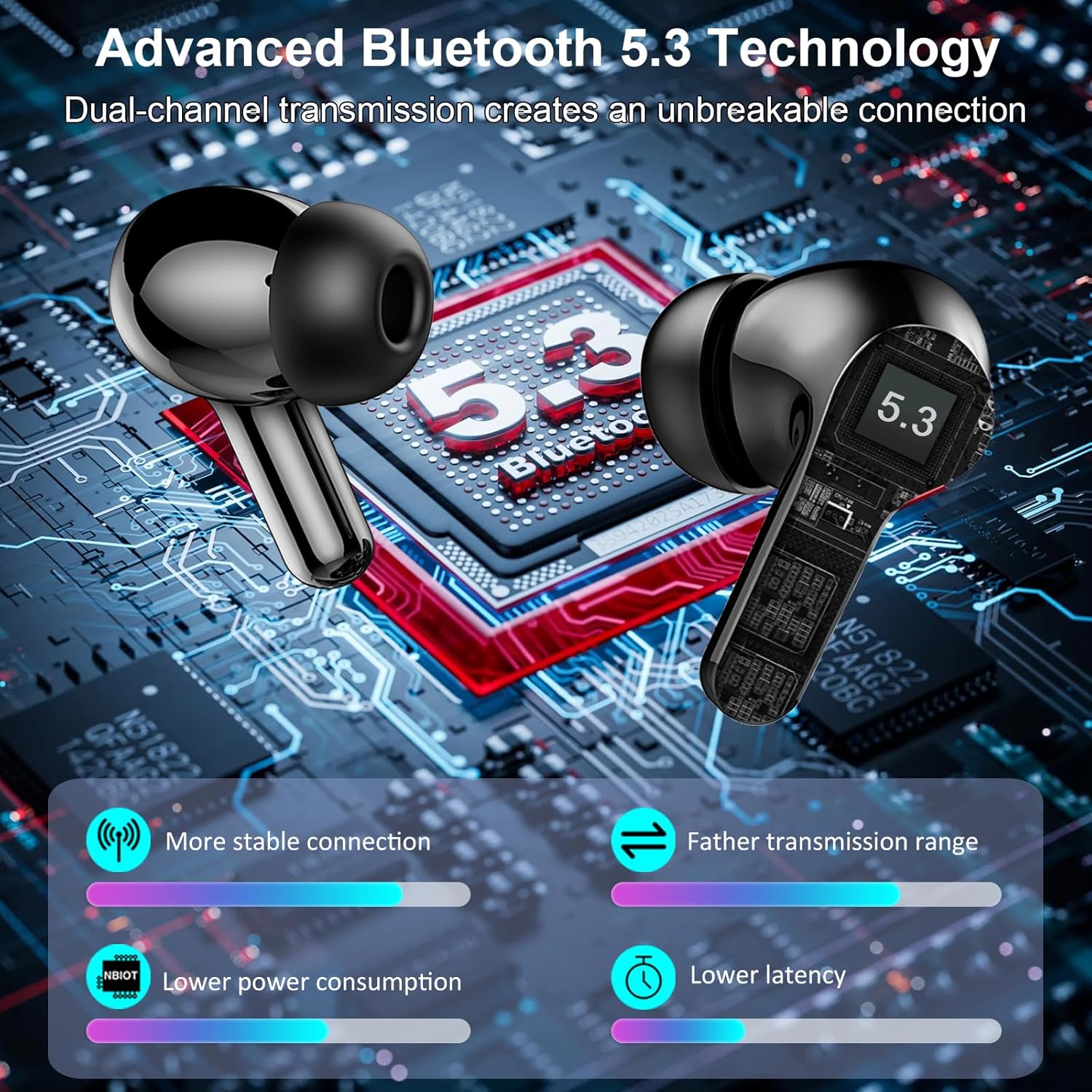 Wireless Bluetooth Earbuds, Headphones, Noise Cancelling