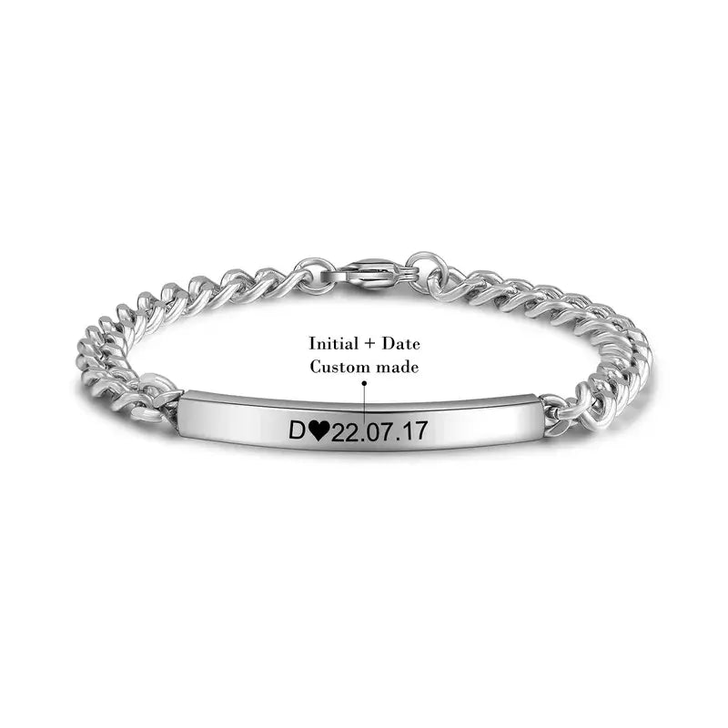 Initial and Date Bracelets for Couples