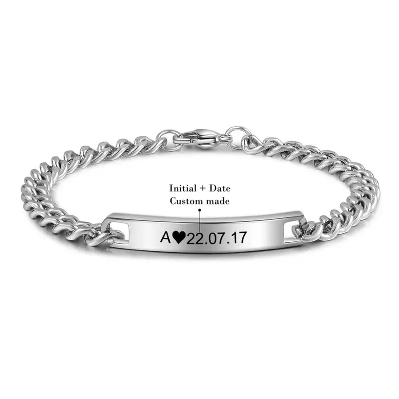 Initial and Date Bracelets for Couples